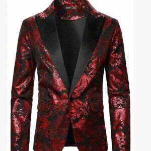 Red Paisley Print Blazer